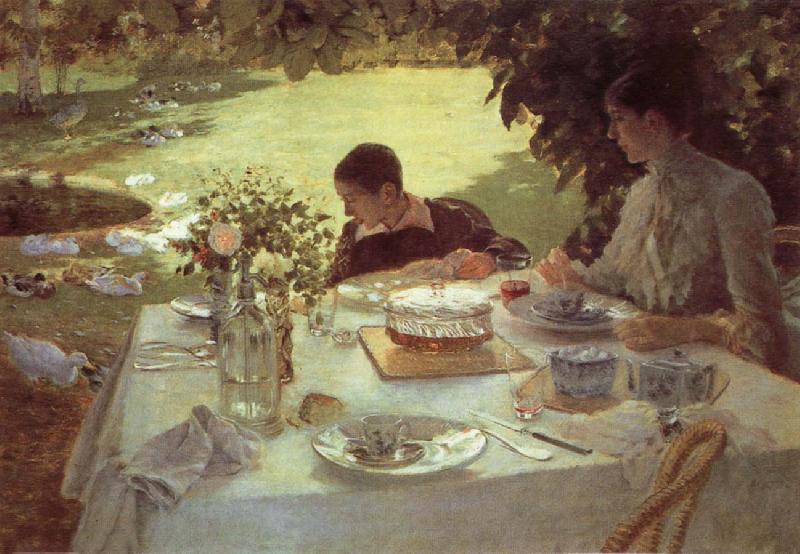 Giuseppe de nittis Breakfast in the Garden